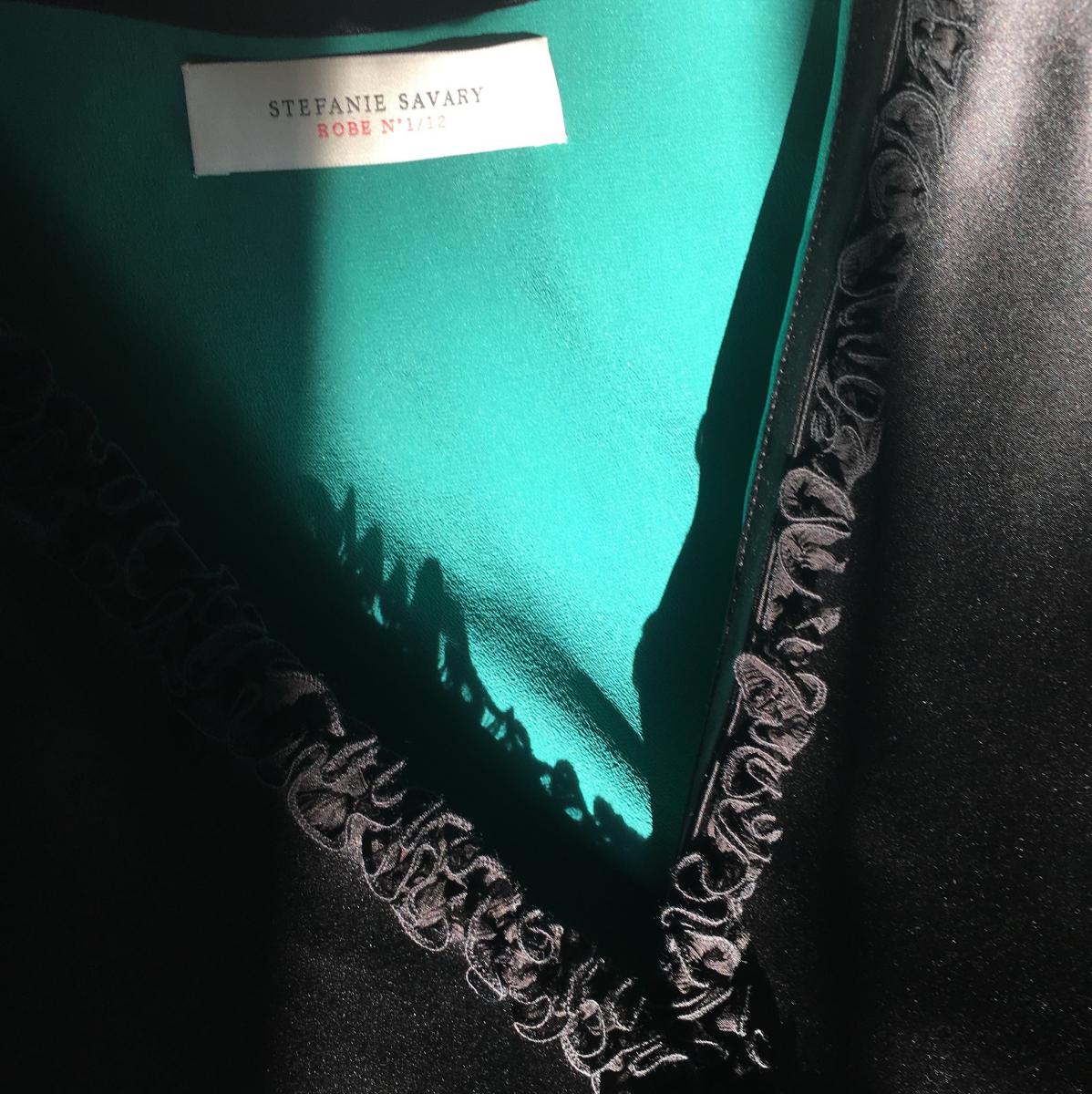 Stefanie Savary - sustainable luxury dresses, Little black dress, silk cocktail dress, black silk kaftan dress, kaftan style